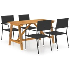 5-teiliges schwarzes Garten-Ess-Set von vidaXL, Gartensets - Ref: Foro24-3068777, Preis: 231,22 €, Rabatt: %