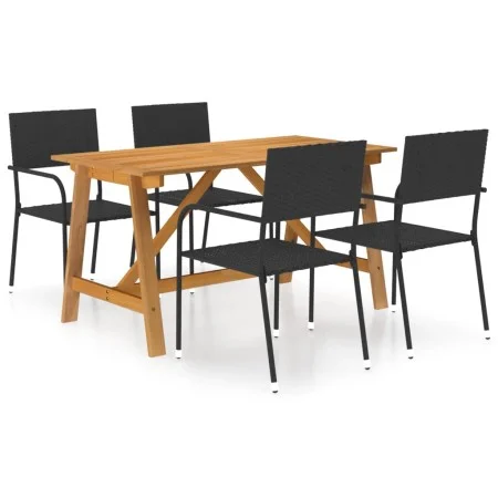 5-teiliges schwarzes Garten-Ess-Set von vidaXL, Gartensets - Ref: Foro24-3068777, Preis: 239,93 €, Rabatt: %
