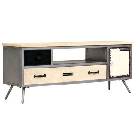 Mueble para TV de madera de mango maciza y acero 120x30x45 cm en Muebles TV | Comprar online en Foro24