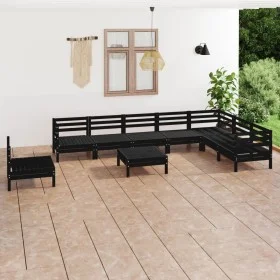 Garden furniture set 9 pieces solid black pine wood by vidaXL, Garden sets - Ref: Foro24-3083053, Price: 474,90 €, Discount: %