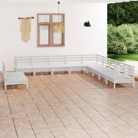 Gartenmöbel-Set 11-teilig aus massivem weißem Kiefernholz von vidaXL, Gartensets - Ref: Foro24-3083145, Preis: 575,03 €, Raba...