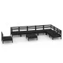 Juego de muebles de jardín 9 pzas madera maciza de pino negro de vidaXL, Conjuntos de jardín - Ref: Foro24-3083053, Precio: 4...