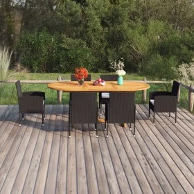 7-Piece Black Synthetic Rattan Garden Dining Set by vidaXL, Garden sets - Ref: Foro24-3070774, Price: 548,75 €, Discount: %