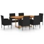 7-teiliges Garten-Ess-Set aus schwarzem synthetischem Rattan von vidaXL, Gartensets - Ref: Foro24-3070774, Preis: 548,48 €, R...