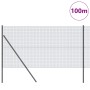 Reja con postes Gris 1 x 100 m Acero