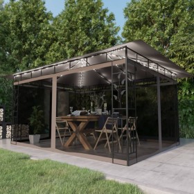 Pavillon mit Moskitonetz und LED-Lichtleiste in Taupe 4x3x2,73m 180 g/m² von vidaXL, Zelte und Pavillons - Ref: Foro24-307031...