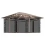 Cenador con mosquitera y tira luz LED taupé 4x3x2,73m 180 g/m² by vidaXL, Tents and gazebos - Ref: Foro24-3070319, Price: 356...