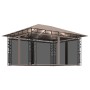 Cenador con mosquitera y tira luz LED taupé 4x3x2,73m 180 g/m² by vidaXL, Tents and gazebos - Ref: Foro24-3070319, Price: 363...