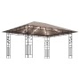 Cenador con mosquitera y tira luz LED taupé 4x3x2,73m 180 g/m² by vidaXL, Tents and gazebos - Ref: Foro24-3070319, Price: 363...