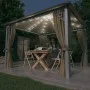 Gazebo with curtain and taupe aluminum light strip 300x300 cm by vidaXL, Tents and gazebos - Ref: Foro24-3070334, Price: 493,...