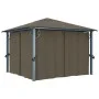 Gazebo with curtain and taupe aluminum light strip 300x300 cm by vidaXL, Tents and gazebos - Ref: Foro24-3070334, Price: 493,...