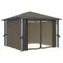 Gazebo with curtain and taupe aluminum light strip 300x300 cm by vidaXL, Tents and gazebos - Ref: Foro24-3070334, Price: 493,...