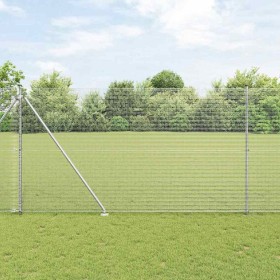 Reja con postes Plateado 1.6 x 10 m Acero