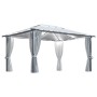 Cenador con cortina y tira luces LED aluminio crema 400x300 cm