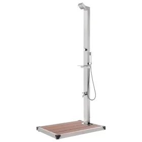 Garden shower with brown base 225 cm stainless steel by vidaXL, Pool and spa accessories - Ref: Foro24-3070777, Price: 279,41...