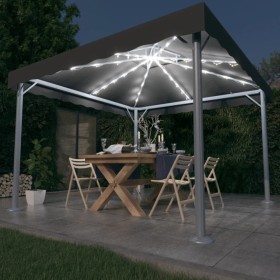 Cenador con tira de luces LED aluminio antracita 300x300 cm