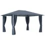 Cenador cortina y tira de luz LED aluminio antracita 400x300cm de vidaXL, Carpas y cenadores - Ref: Foro24-3070336, Precio: 5...