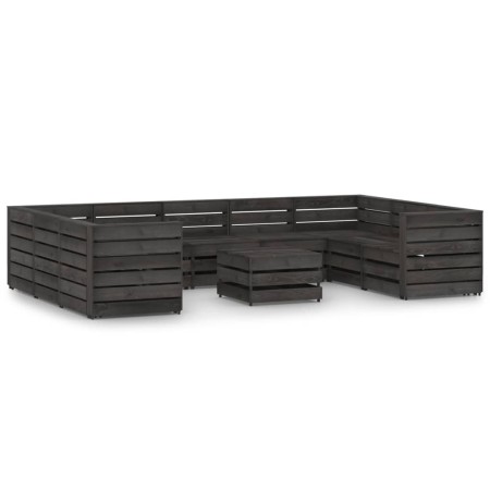 Set de muebles de jardín 10 pzas madera de pino impregnada gris