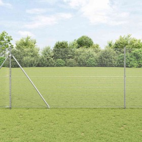Reja con postes Plateado 1.5 x 25 m Acero