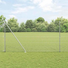 Reja con postes Plateado 1.5 x 25 m Acero