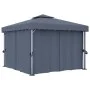 Gazebo with curtain and strip of anthracite aluminum lights 3x3 m by vidaXL, Tents and gazebos - Ref: Foro24-3070347, Price: ...