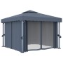 Gazebo with curtain and strip of anthracite aluminum lights 3x3 m by vidaXL, Tents and gazebos - Ref: Foro24-3070347, Price: ...