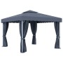 Gazebo with curtain and strip of anthracite aluminum lights 3x3 m by vidaXL, Tents and gazebos - Ref: Foro24-3070347, Price: ...