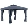 Gazebo with curtain and strip of anthracite aluminum lights 3x3 m by vidaXL, Tents and gazebos - Ref: Foro24-3070347, Price: ...