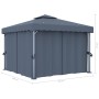 Pavillon mit Vorhang und anthrazitfarbenem Aluminiumlichtband 3x3 m von vidaXL, Zelte und Pavillons - Ref: Foro24-3070347, Pr...