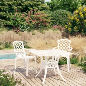 Mesa y sillas de bistró 3 piezas aluminio fundido blanco de vidaXL, Conjuntos de jardín - Ref: Foro24-3070588, Precio: 507,05...
