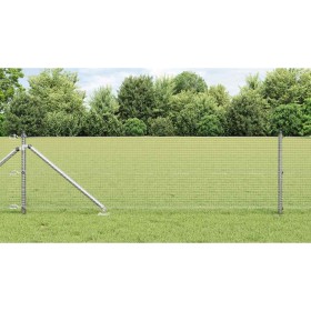 Reja con postes Plateado 0.4 x 50 m Acero