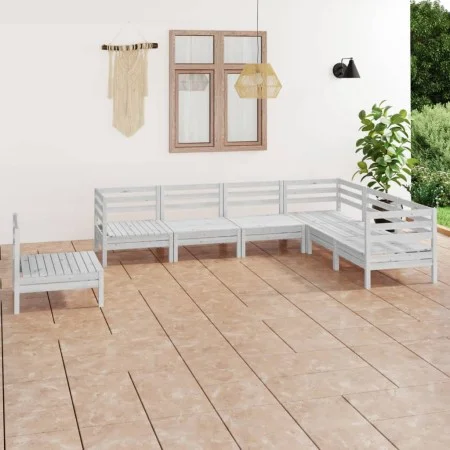 Garden furniture set 7 pieces solid white pine wood by vidaXL, Garden sets - Ref: Foro24-3083035, Price: 364,23 €, Discount: %
