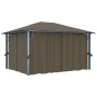 Cenador con cortina y tira de luz LED aluminio taupé 400x300cm de vidaXL, Carpas y cenadores - Ref: Foro24-3070337, Precio: 4...