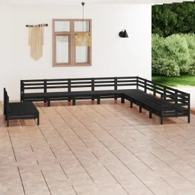 Garden furniture set 11 pieces solid black pine wood by vidaXL, Garden sets - Ref: Foro24-3083148, Price: 585,46 €, Discount: %