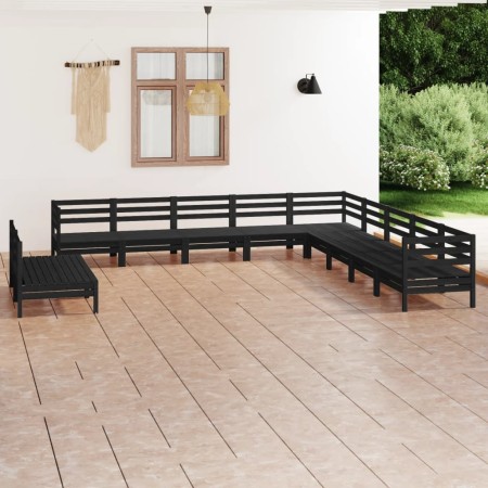 Gartenmöbel-Set 11-teilig aus massivem schwarzem Kiefernholz von vidaXL, Gartensets - Ref: Foro24-3083148, Preis: 593,38 €, R...