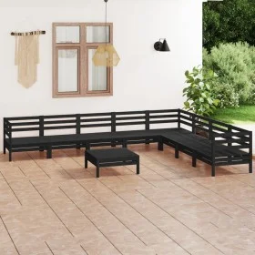 Garden furniture set 9 pieces solid black pine wood by vidaXL, Garden sets - Ref: Foro24-3083113, Price: 474,90 €, Discount: %