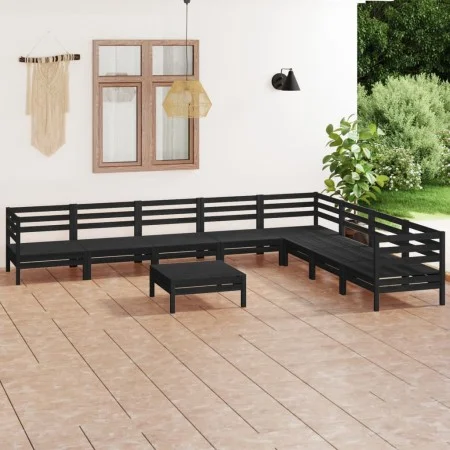Garden furniture set 9 pieces solid black pine wood by vidaXL, Garden sets - Ref: Foro24-3083113, Price: 474,90 €, Discount: %
