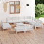 Juego de muebles de jardín 12 piezas madera maciza pino blanco
