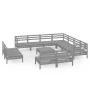 12-teiliges Gartensitzgruppen-Set aus massivem grauem Kiefernholz. von vidaXL, Gartensets - Ref: Foro24-3083161, Preis: 558,7...