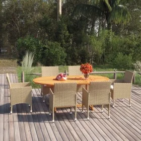 Juego de comedor de jardín 7 piezas ratán sintético beige de vidaXL, Conjuntos de jardín - Ref: Foro24-3070753, Precio: 688,5...