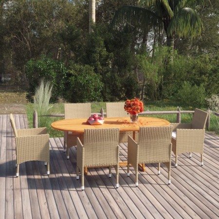 Garden dining set 7 pieces beige synthetic rattan by vidaXL, Garden sets - Ref: Foro24-3070753, Price: 663,39 €, Discount: %