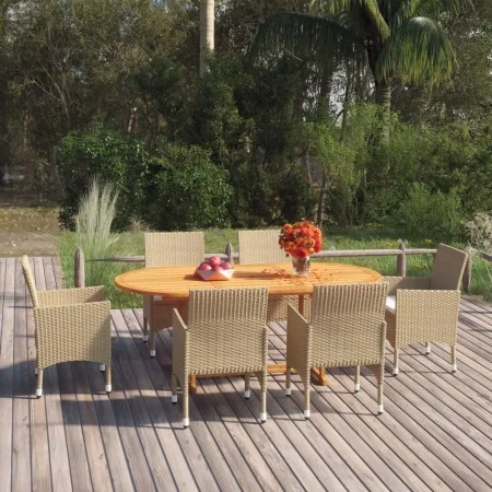 Garten-Essgruppe, 7-teilig, beiges synthetisches Rattan von vidaXL, Gartensets - Ref: Foro24-3070753, Preis: 692,00 €, Rabatt: %