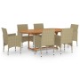 Garden dining set 7 pieces beige synthetic rattan by vidaXL, Garden sets - Ref: Foro24-3070753, Price: 663,39 €, Discount: %