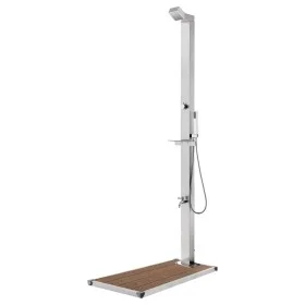 Gartendusche mit braunem Sockel 225 cm aus Edelstahl von vidaXL, Pool- und Spa-Zubehör - Ref: Foro24-3070787, Preis: 280,28 €...