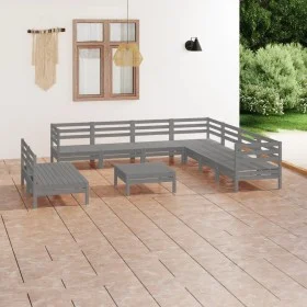 10-piece solid pine wood garden furniture set in gray. by vidaXL, Garden sets - Ref: Foro24-3083131, Price: 511,19 €, Discoun...