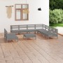 10-teiliges Gartenmöbel-Set massives Zirbenholz grau von vidaXL, Gartensets - Ref: Foro24-3083131, Preis: 525,07 €, Rabatt: %