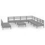 10-teiliges Gartenmöbel-Set massives Zirbenholz grau von vidaXL, Gartensets - Ref: Foro24-3083131, Preis: 525,07 €, Rabatt: %