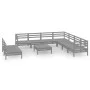 Juego de muebles de jardín 10 piezas madera maciza de pino gris de vidaXL, Conjuntos de jardín - Ref: Foro24-3083131, Precio:...