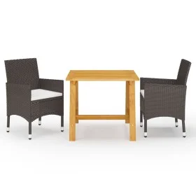 Brown 3-Piece Garden Dining Set by vidaXL, Garden sets - Ref: Foro24-3068686, Price: 237,21 €, Discount: %