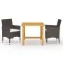 Brown 3-Piece Garden Dining Set by vidaXL, Garden sets - Ref: Foro24-3068686, Price: 239,70 €, Discount: %
